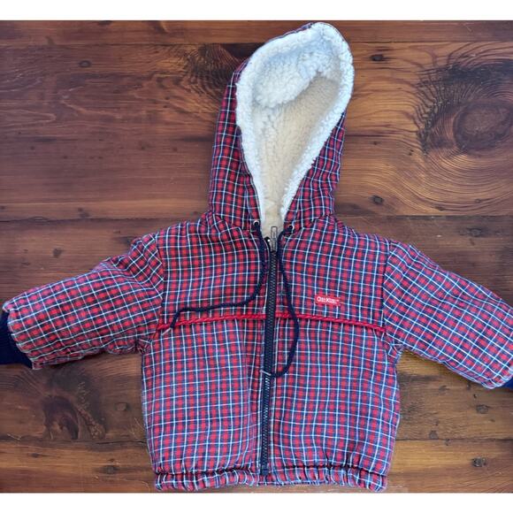 OshKosh B’gosh Other - Vintage Vtg Oshkosh Osh Kosh Plaid Sherpa Lined Zip Up Coat 18 Months 1980s